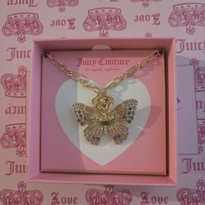 Juicy Couture Gold Necklace with Purple Butterfly